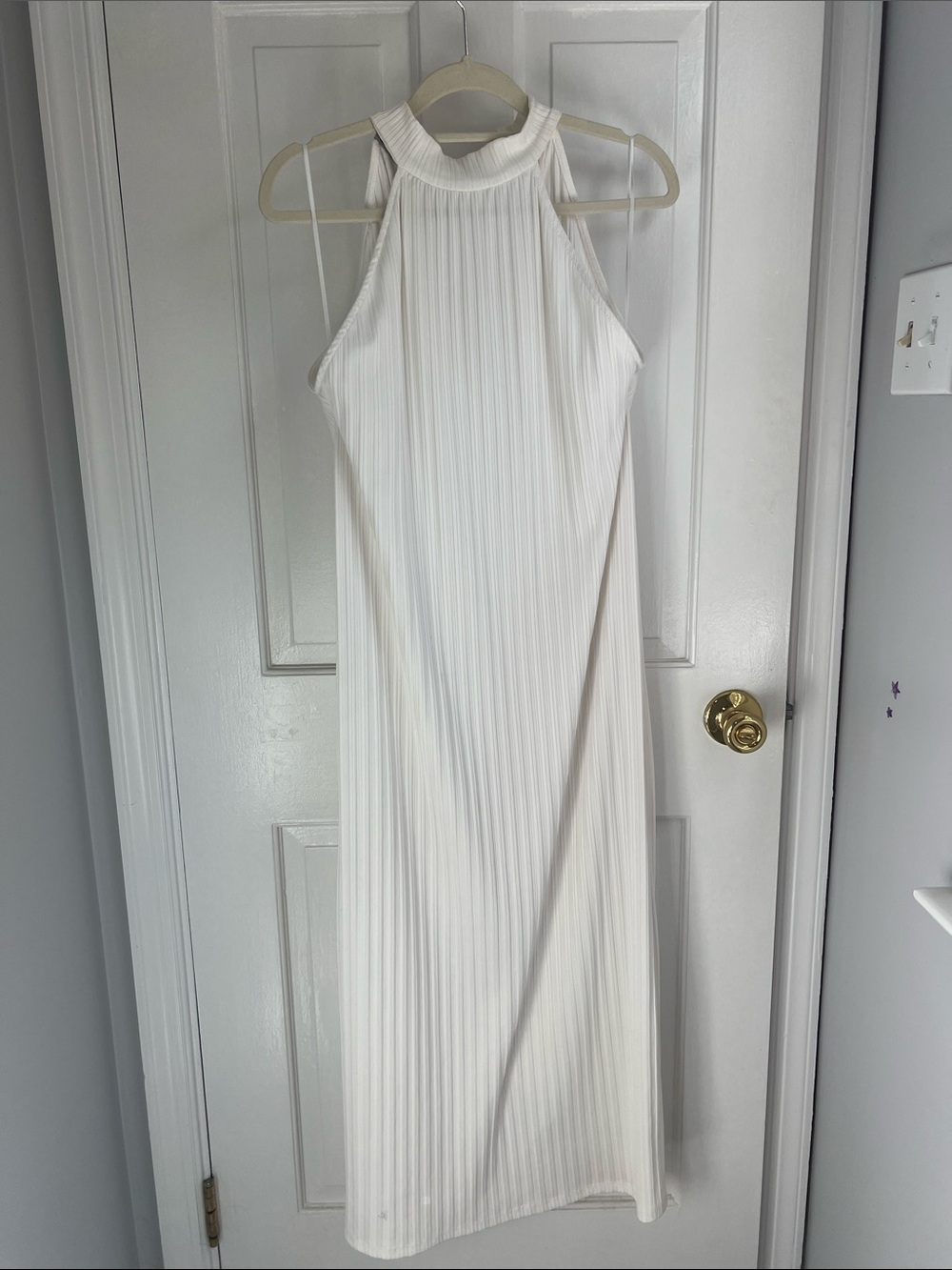 Zara Cream Ribbed Halter Maxi Dress